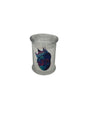 Medium glass jar with custom logo print and black lid