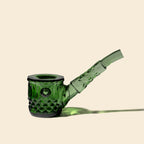NWTN HOME Highball Hand Pipe dark green borosilicate glass - diamond cut vintage hand-blown pipe