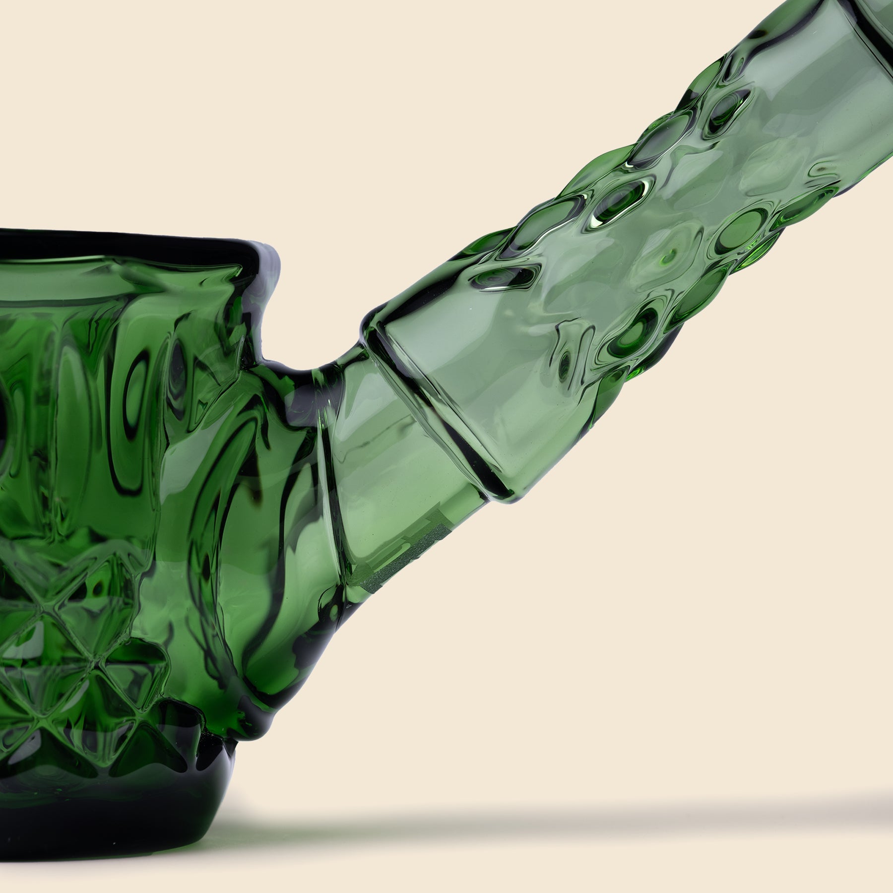 NWTN HOME Highball Hand Pipe upright display view - premium green glass hand pipe for dry herb