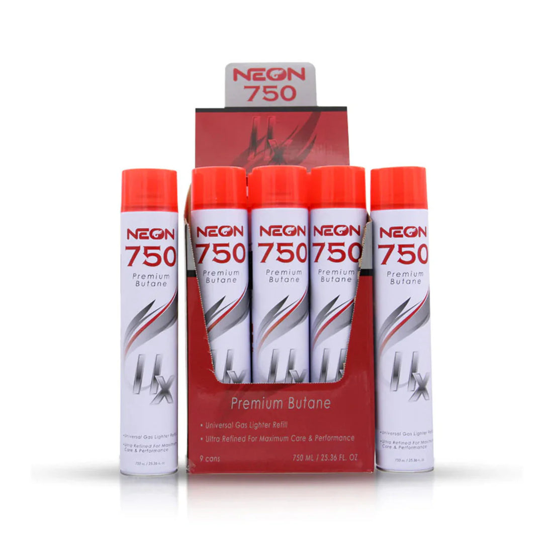 NEON 750-11X Premium Butane Refill – 9 Cans/Case