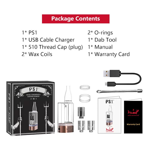 Hamilton - Device 2 IN 1 | PS1 Double Concentrate & Cartridge Bubbler | Single Unit