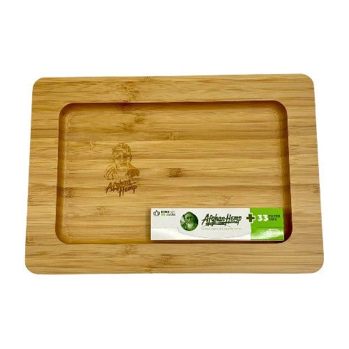 Afghan Hemp - Wooden Rolling Tray + King Size Papers & Tips | Single Unit Main image