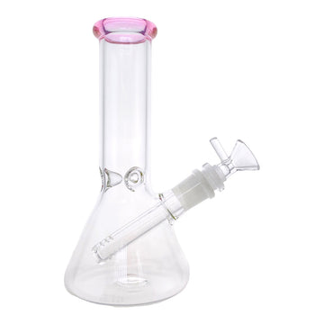 Beaker -Beaker with colored lip and Ice pinch |Include Down stem & bowl piece  8"