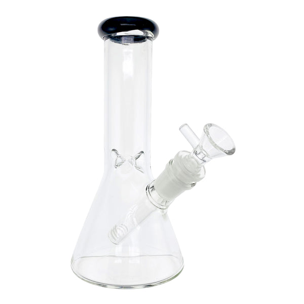 Beaker -Beaker with colored lip and Ice pinch |Include Down stem & bowl piece  8"