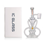 Premium glass concentrate rig with artistic recycler design