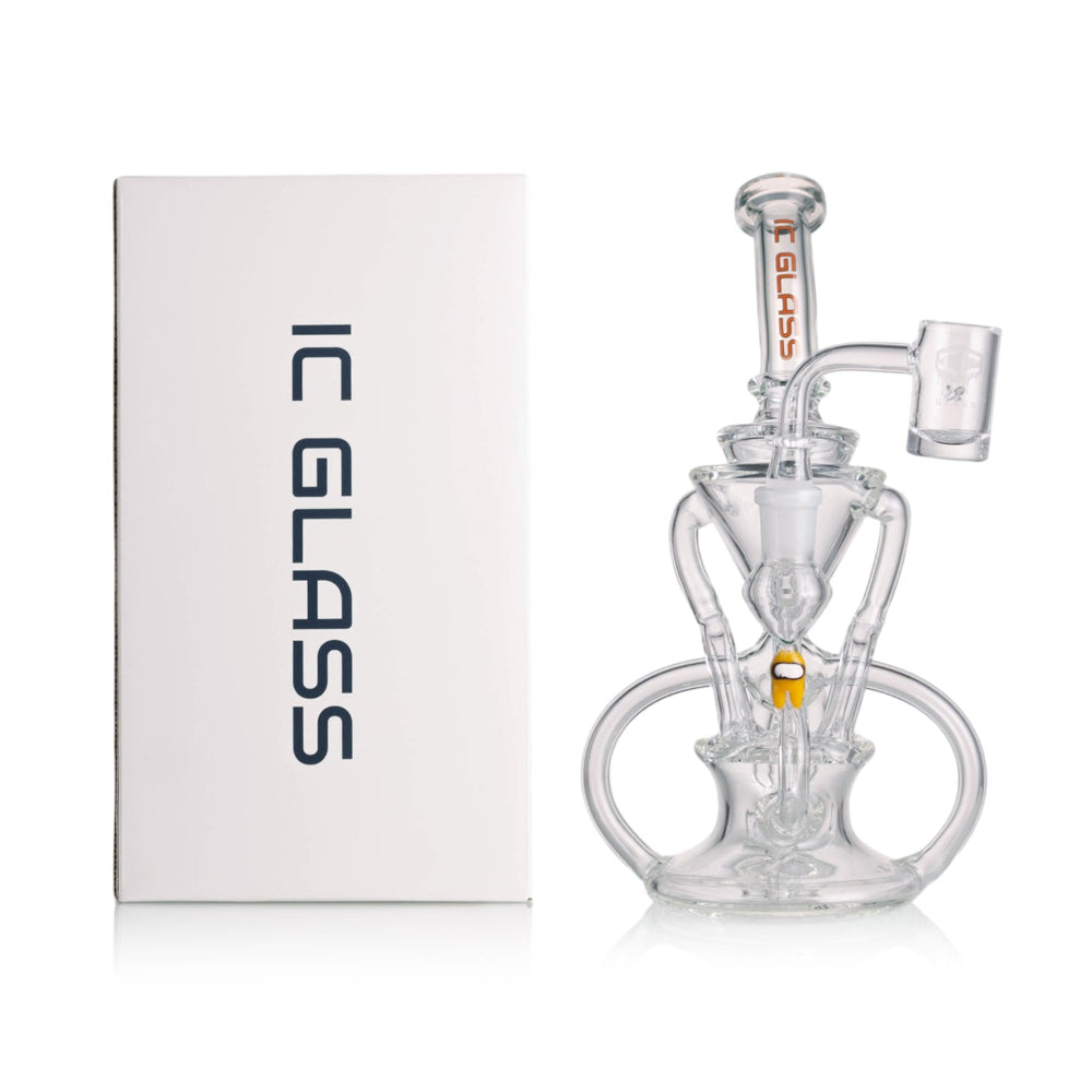 Premium glass concentrate rig with artistic recycler design