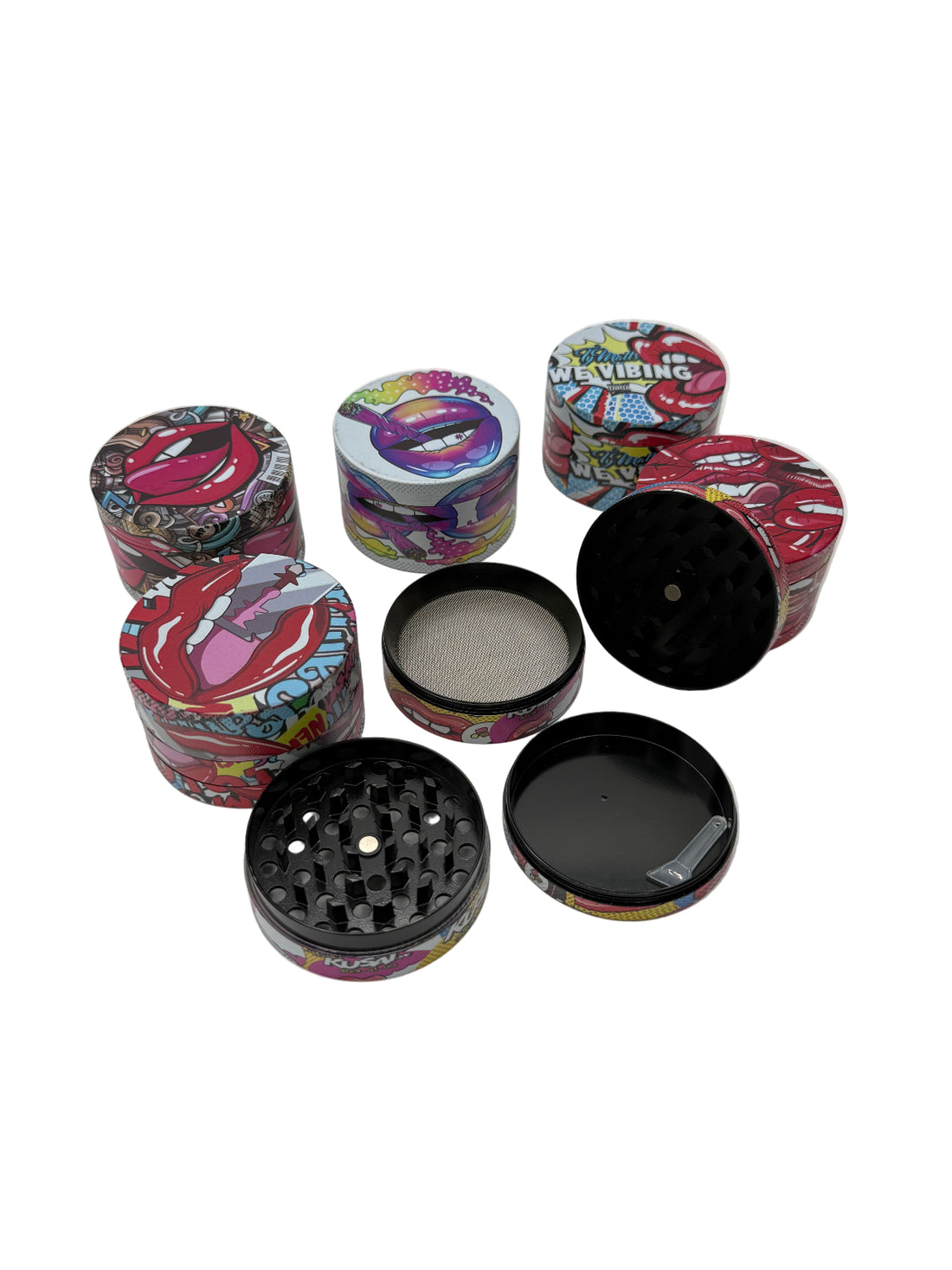 Hand Muller Tobacco Grinder display of 6 grinders 
