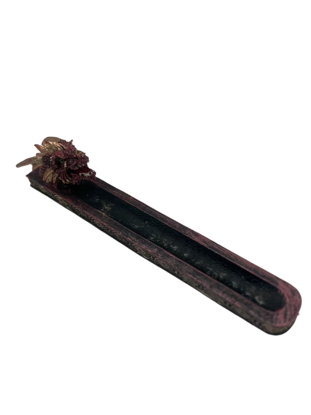 Buy 12.5" Red Dragon Head incense holders wholesale. Bold, fantasy-themed burner for smoke shops, gothic gift stores & metaphysical retailers. Eye-catching display item.