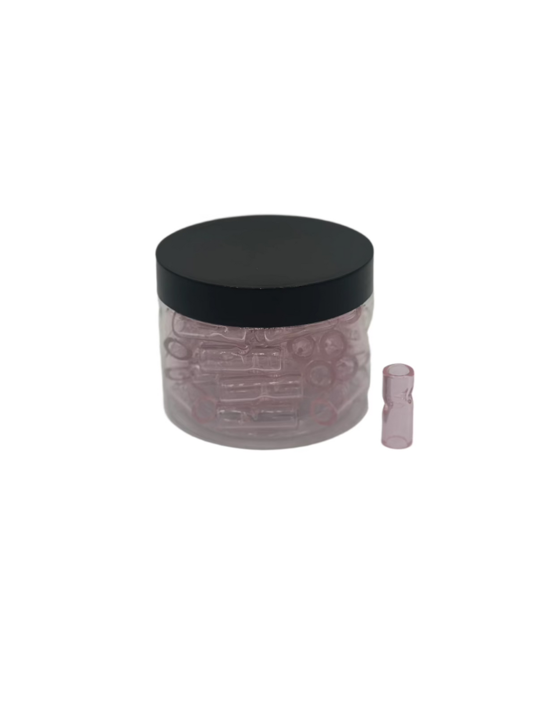 30MM glass tips in 50-count clear jar – reusable glass filter tips for joints and pre-rolls