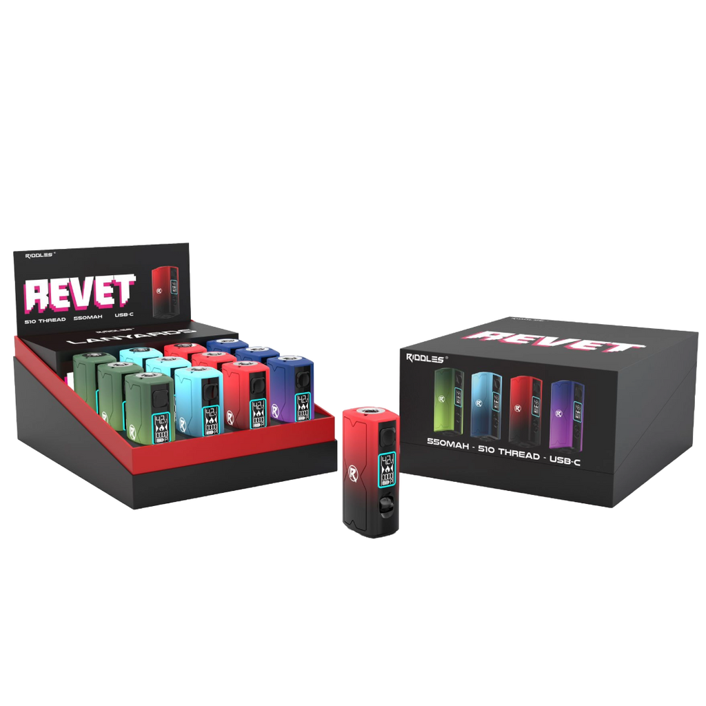 Riddles REVET 550mAh 510 Thread Battery – Box of 12 Units

