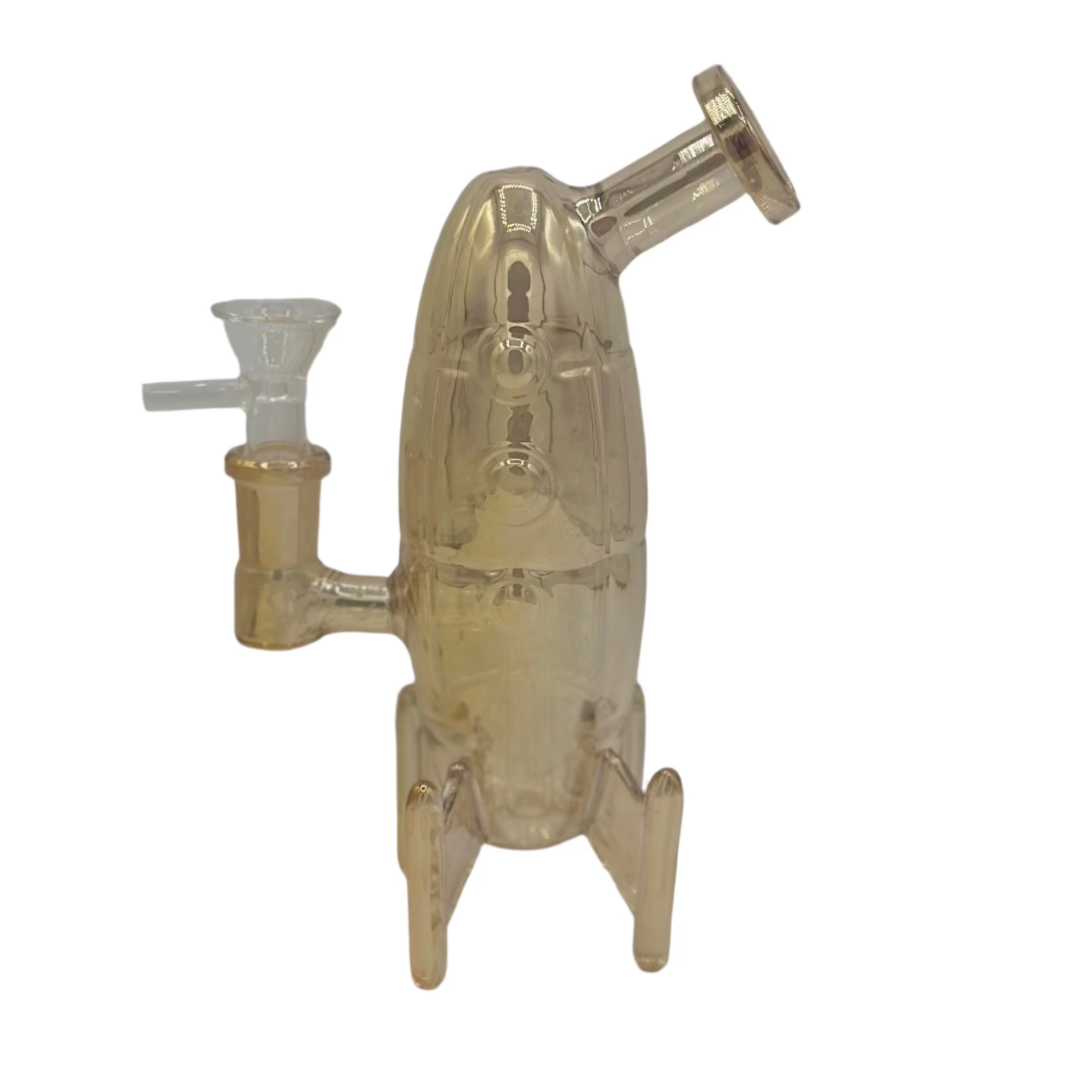 Rocket-Shaped Glass Water Pipe golden 