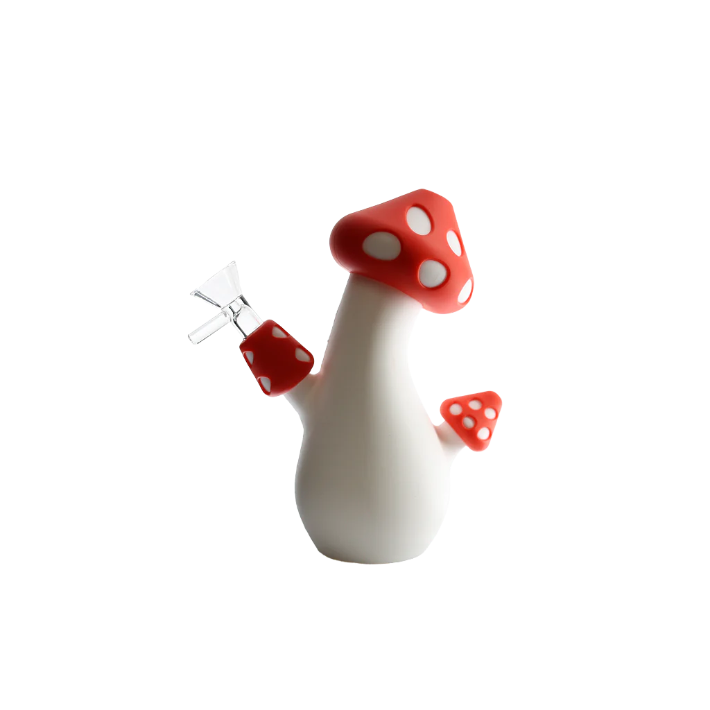 6.5 Inches Silicone Mushroom  Waterpipe With Glass Bowl | Assorted Colors