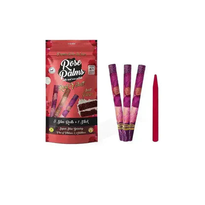 Rose Palms Slim Size- Red Velvet- 20 Count Display Box- 3 per pouch + 1 Filler Stick