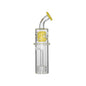 Clear glass water pipe with yellow accents on a white background