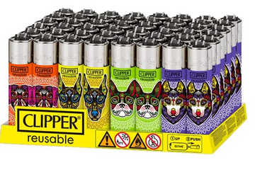 Clipper Classic Reusable Lighters (48+5) | 4 Styles – Bulk Pack
