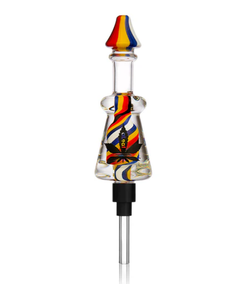 6" aLeaf Liquid Purifier w/ US Wig Wag - Nectar Collector | Quartz + Titanium Tip | Dish For Concentrate | Assorted 5 Colors