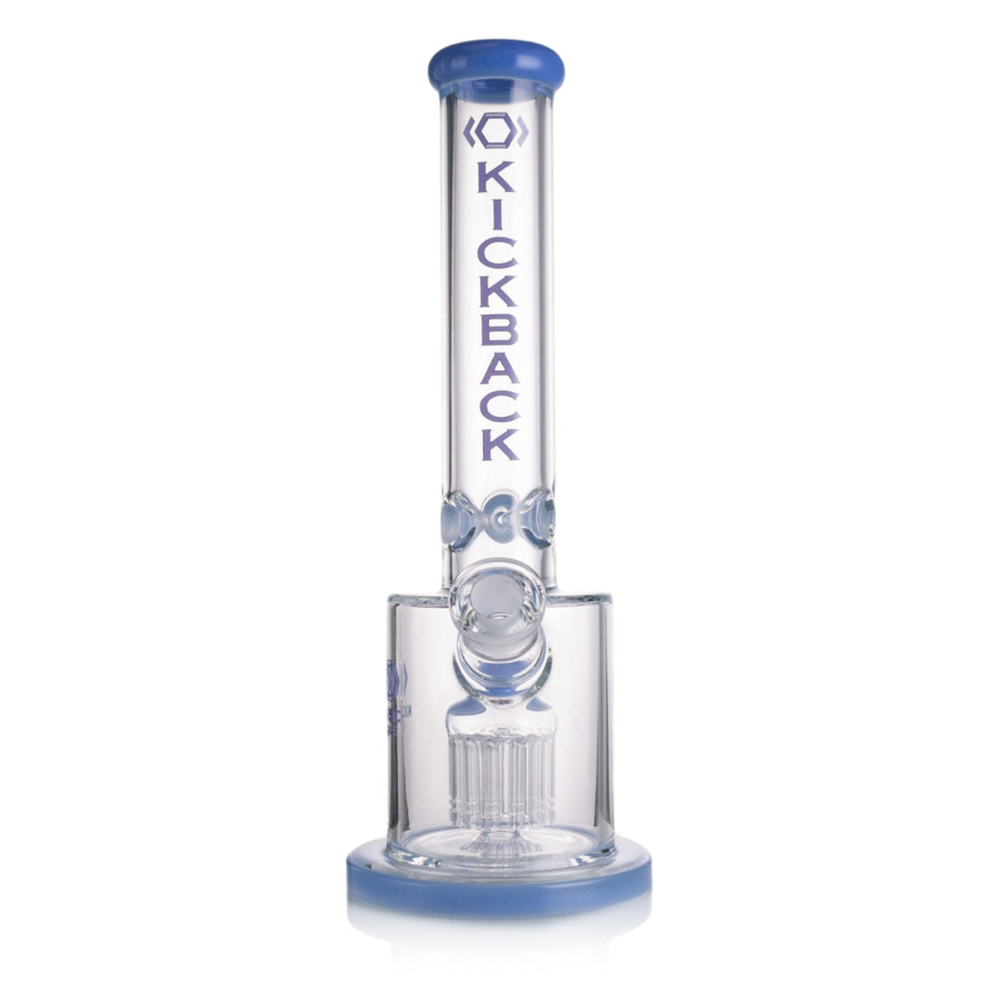 Kickback Glass straight shooter bong with tree arm percolator and 18mm bowl, 15 inches tall