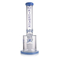 Side view Kickback Glass straight shooter bong with tree arm percolator and 18mm bowl, 15 inches tall
