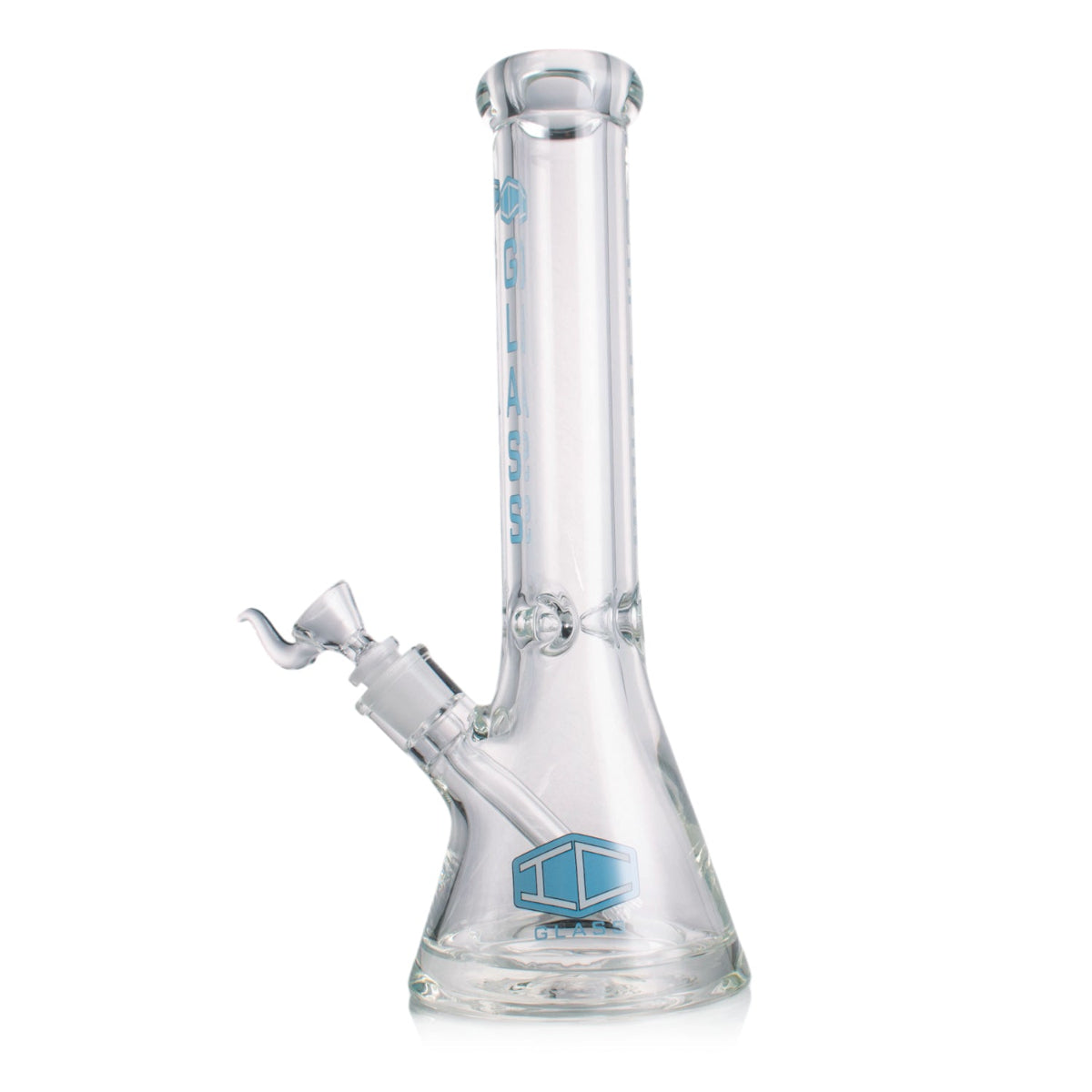 Side view of 14” IC GLASS beaker bong for smoke shops