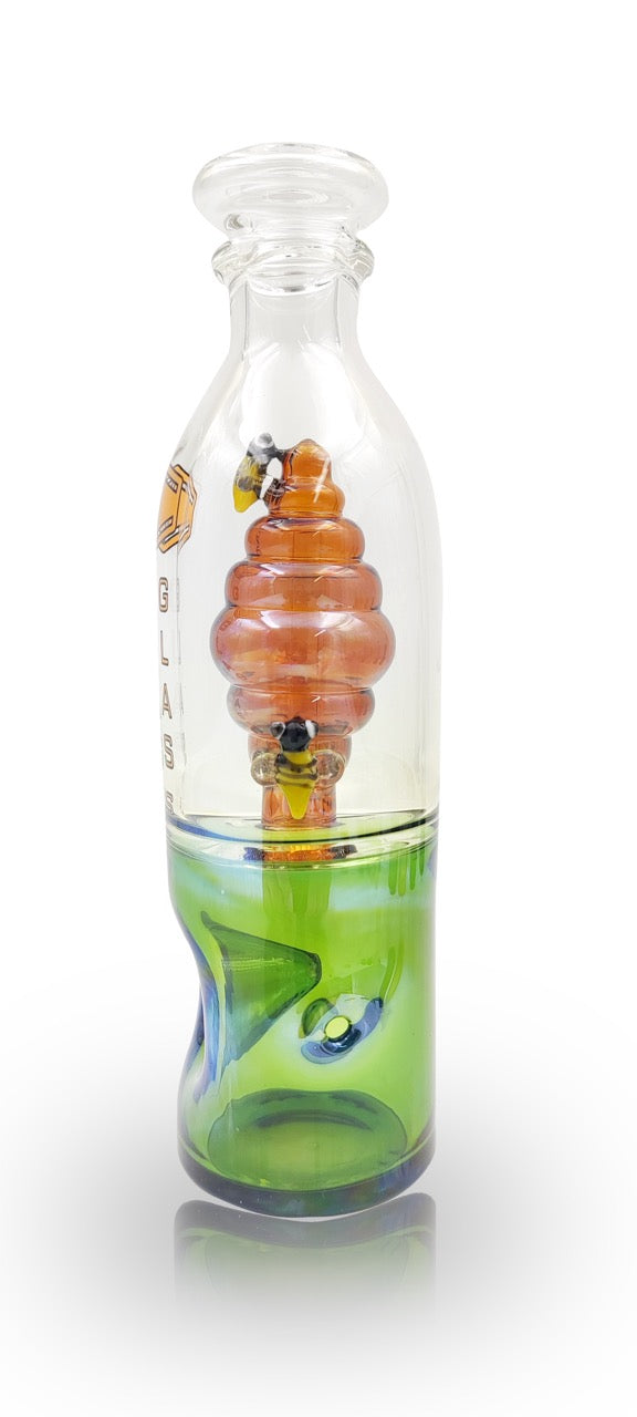 Side view of green  IC GLASS Honey Bee Functional Handpipe
