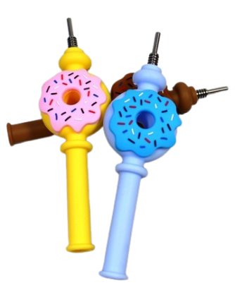 Silicone Donut Nectar Straw with Ceramic Tip – Pack of 10 Units Wholesale