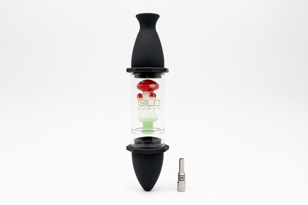Silo Glass Silicon Nectar Collector with Glass Matrix Perk & Titanium Tip | Single Unit Secondary image