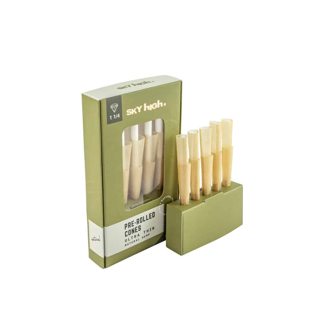 SKY HIGH - Pre-rolled Cones | Ultra Thin Natural Hemp | 10Packs|Cone Filler & Cone Packer Included