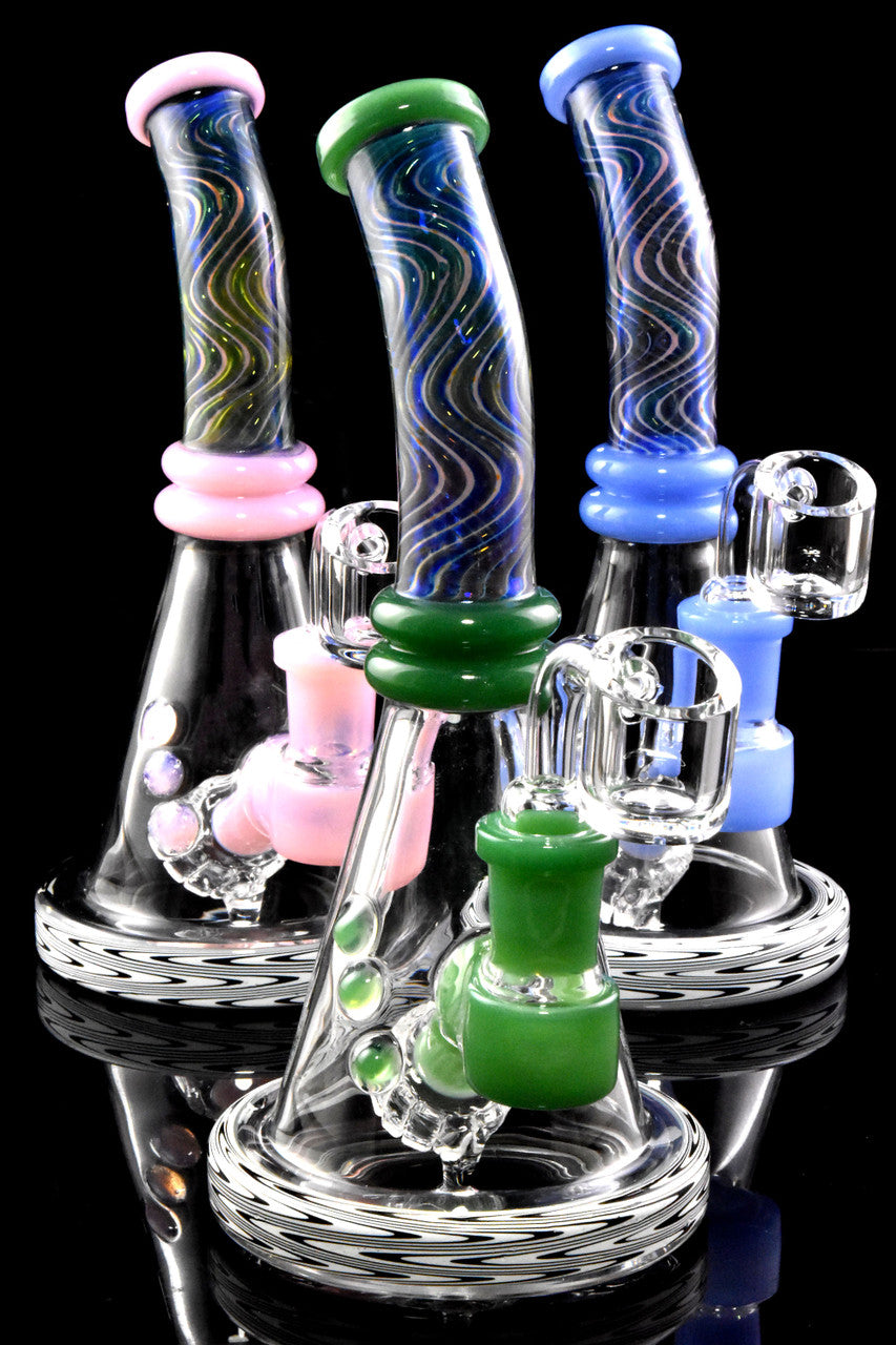 Small Rig with Swirl Colored Perc | WP4085 | Wholesale Glass Water Pipe
