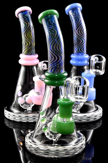 Small Rig with Swirl Colored Perc | WP4085 | Wholesale Glass Water Pipe