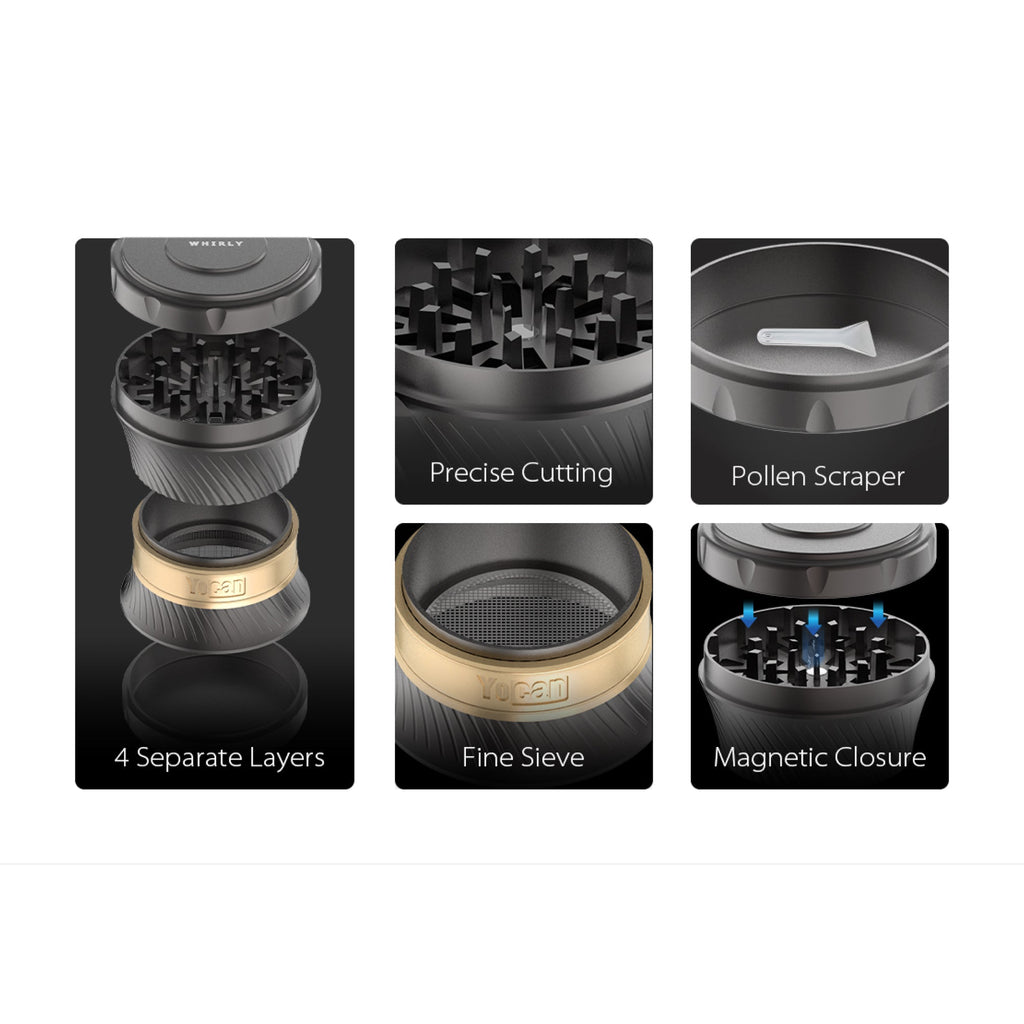 YoCan WHIRLY - Premium Herb Grinder | 4-Piece Zinc Alloy Grinder