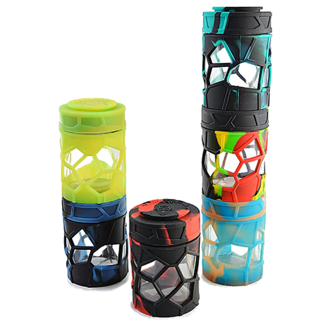 Stock up on the SpaceKing Silicone Covered Stackable Glass Jar Display – a premium choice for bulk smoking accessories and wholesale cannabis storage solutions.