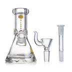 Sturdy beaker-style bong with multi-arm perc filtration