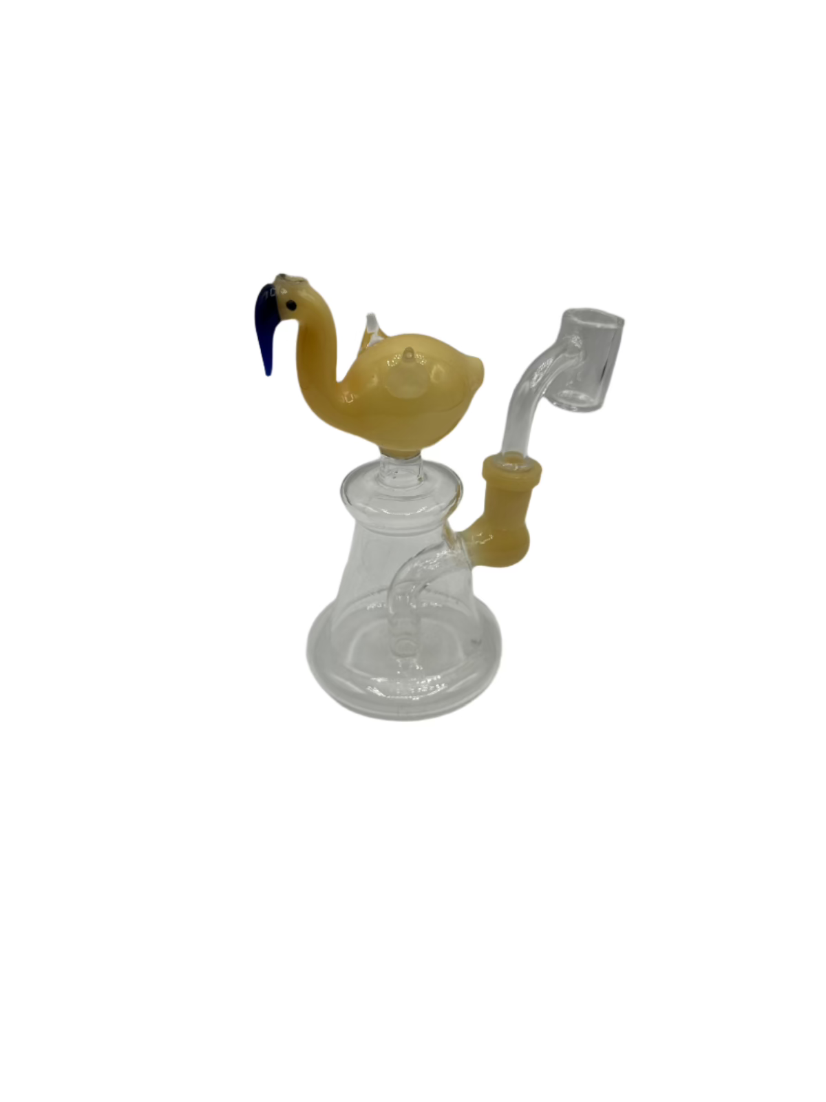Swan-shaped glass water pipe with quartz banger