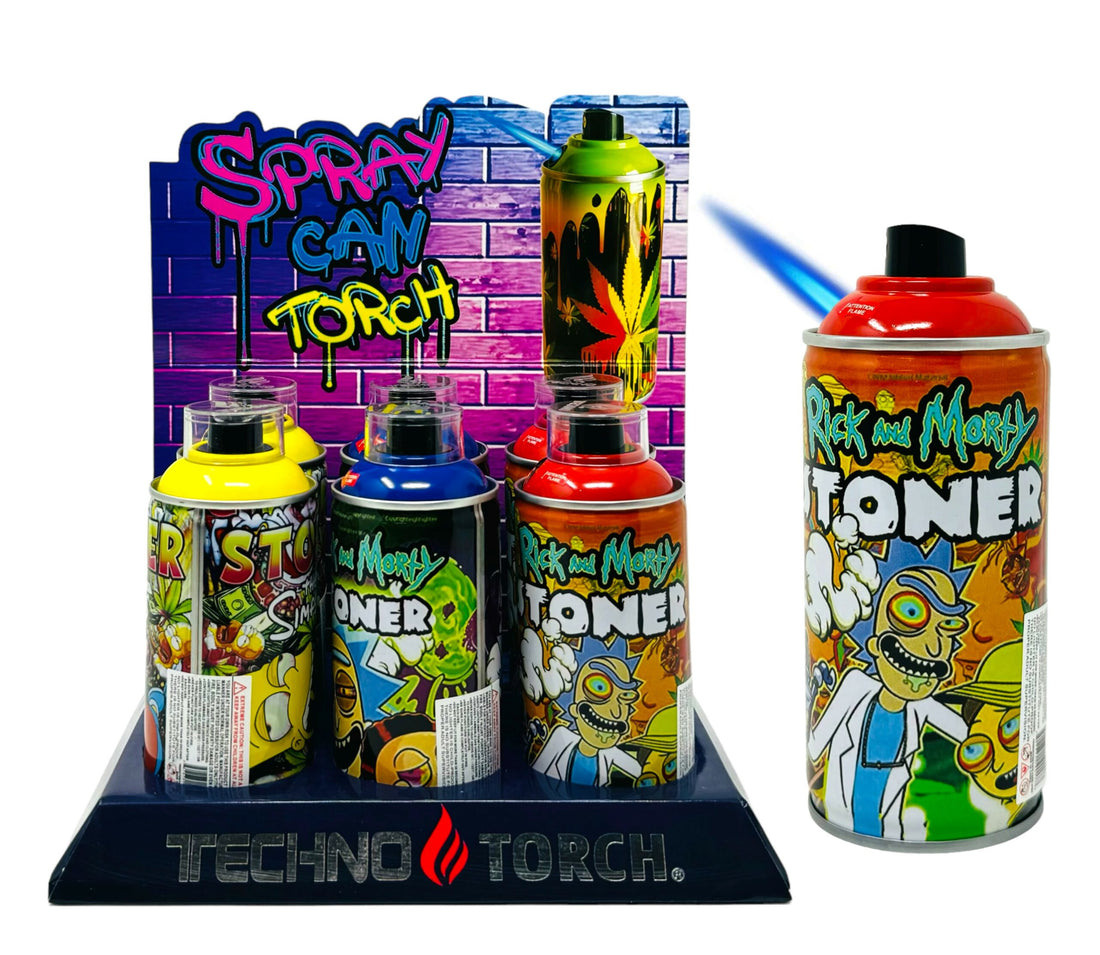 Techno Small "SPRAY CAN TORCH" -  6 Count Box | Assorted 6 Styles