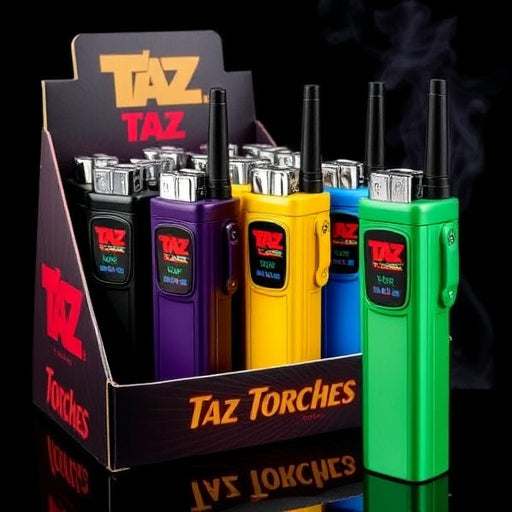Taz Walkie Talkie Torch lighters in assorted colors, 20pc display box for retail or personal use