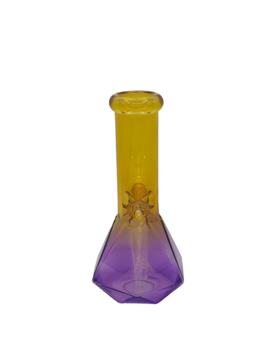 Tri-color frosted diamond cut beaker bong with downstem and bowl
