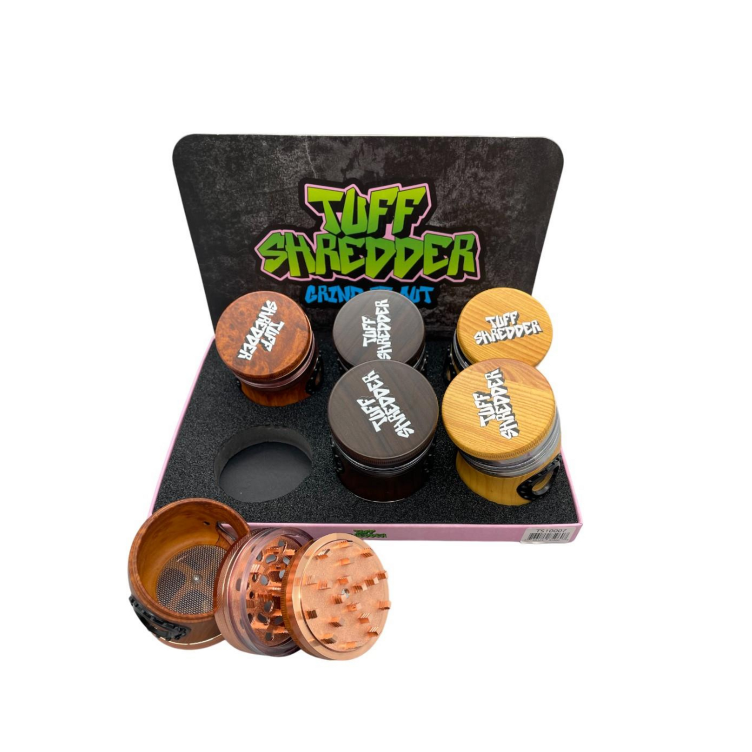 Tuff Shredder - Curved Submarine Style 4 Piece Grinder with Ashtray| Single Unit Main image