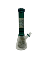 Thick Glass Beaker with Pyramid Perc | Frosted & Engraved | Wholesale Distributor| WP4098