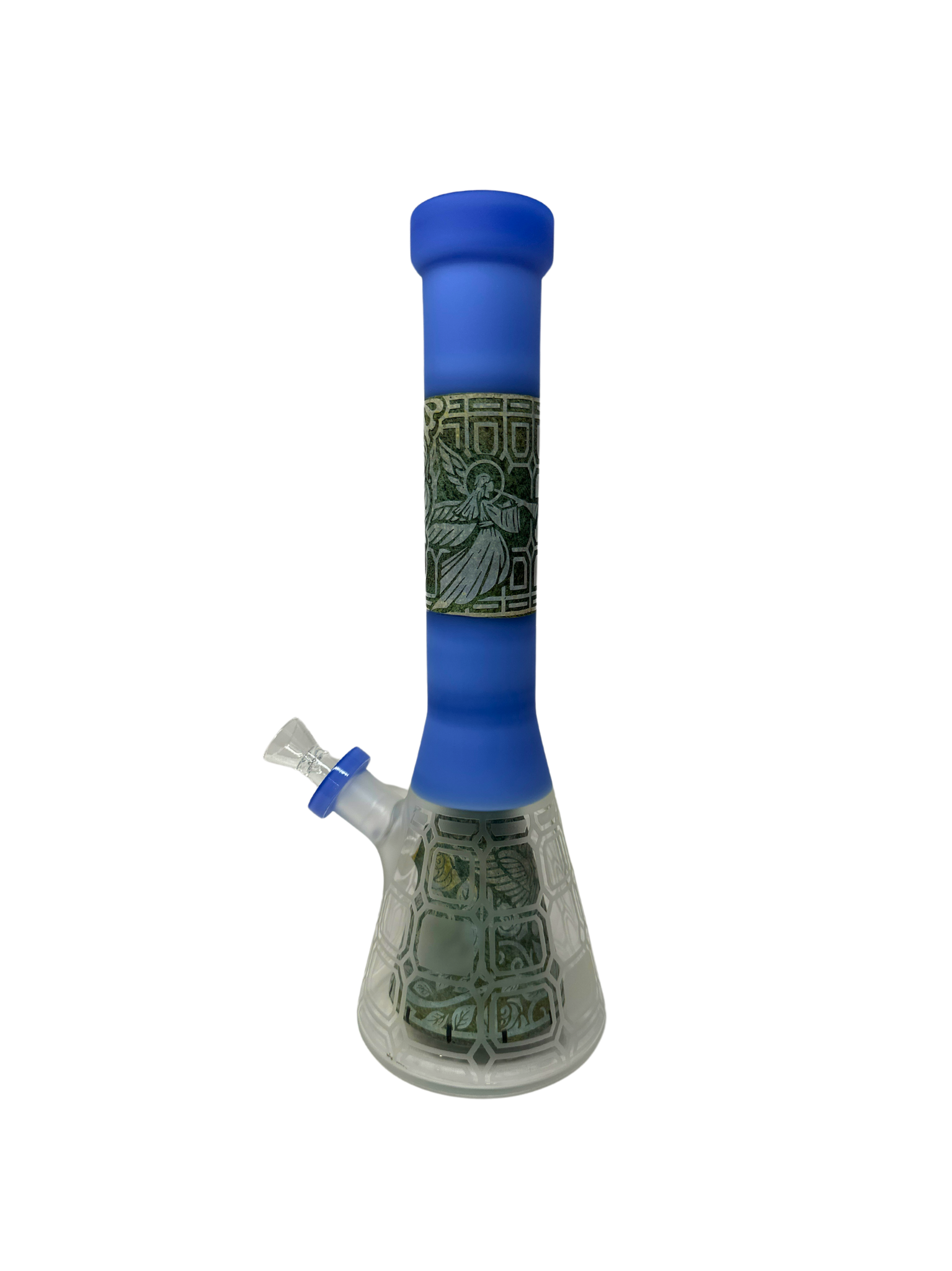 Thick Glass Beaker with Pyramid Perc | Frosted & Engraved | Wholesale Distributor| WP4098