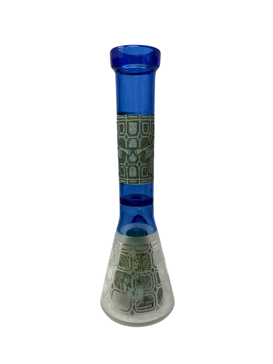 Thick Glass Beaker with Pyramid Perc | Frosted & Engraved | Wholesale Distributor| WP4098