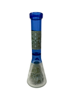 Thick Glass Beaker with Pyramid Perc | Frosted & Engraved | Wholesale Distributor| WP4098