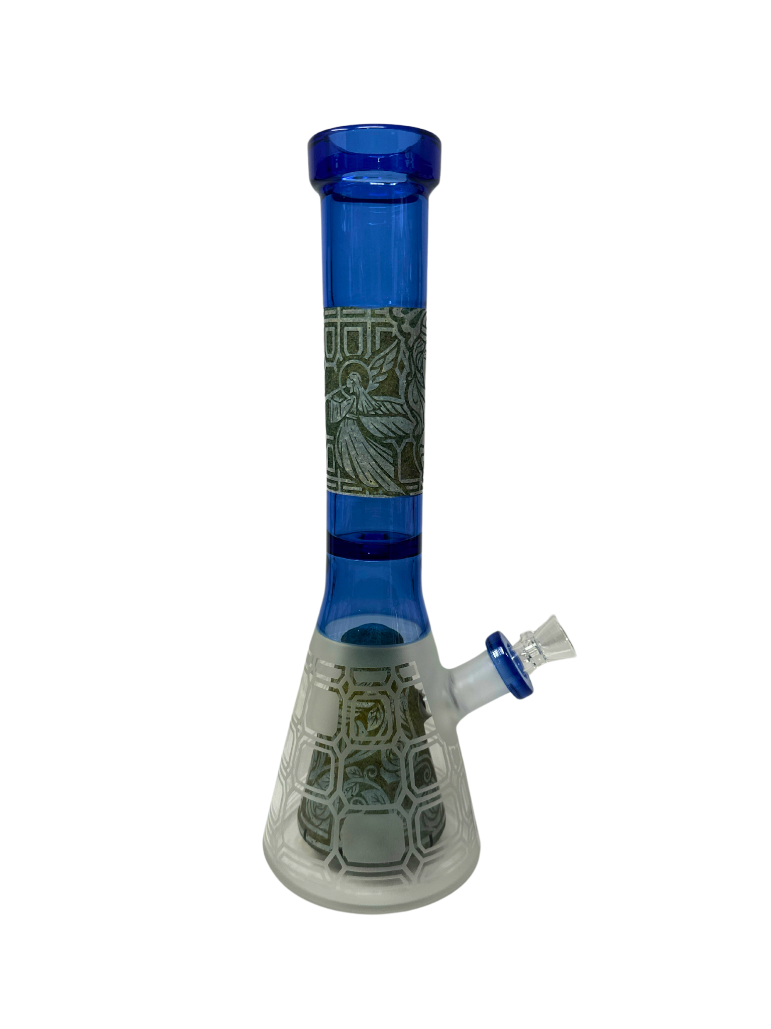Thick Glass Beaker with Pyramid Perc | Frosted & Engraved | Wholesale Distributor| WP4098 Main image