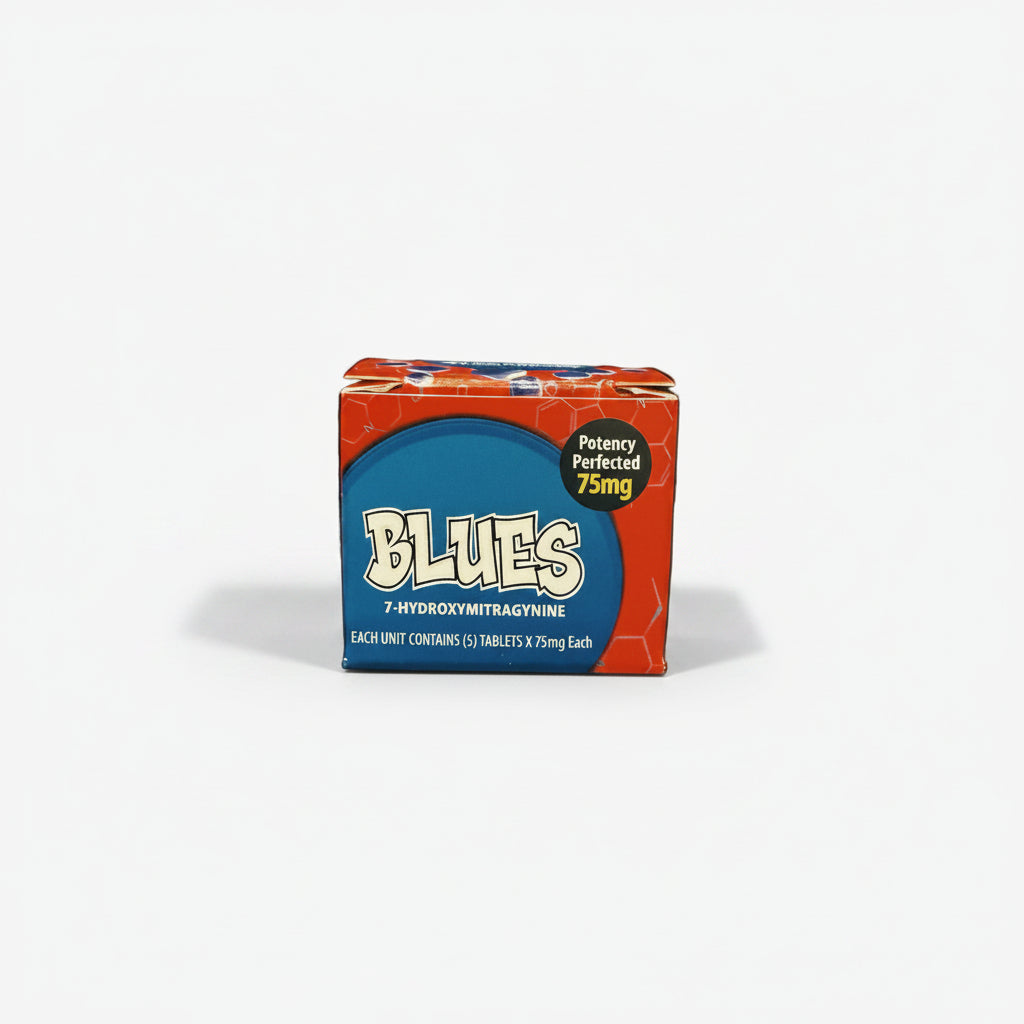 BLUES|7-Hydroxymitragynine|75mg| 5Tablets |BOX Main image
