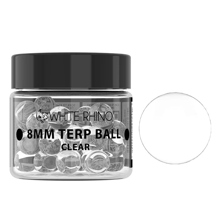 White Rhino - 8MM Clear Terp Ball | 100 Count Jar Main image