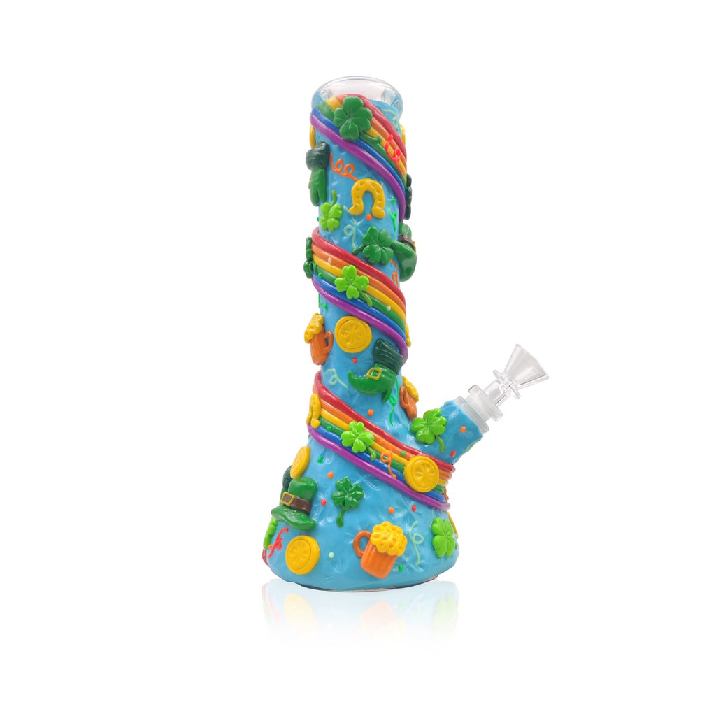 Beaker with 3D Crafted Lucky Charm and the Rainbow | With Downstream & Bowl piece | 10"