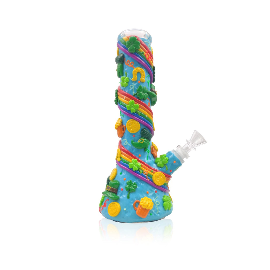 Beaker with 3D Crafted Lucky Charm and the Rainbow | With Downstream & Bowl piece | 10"