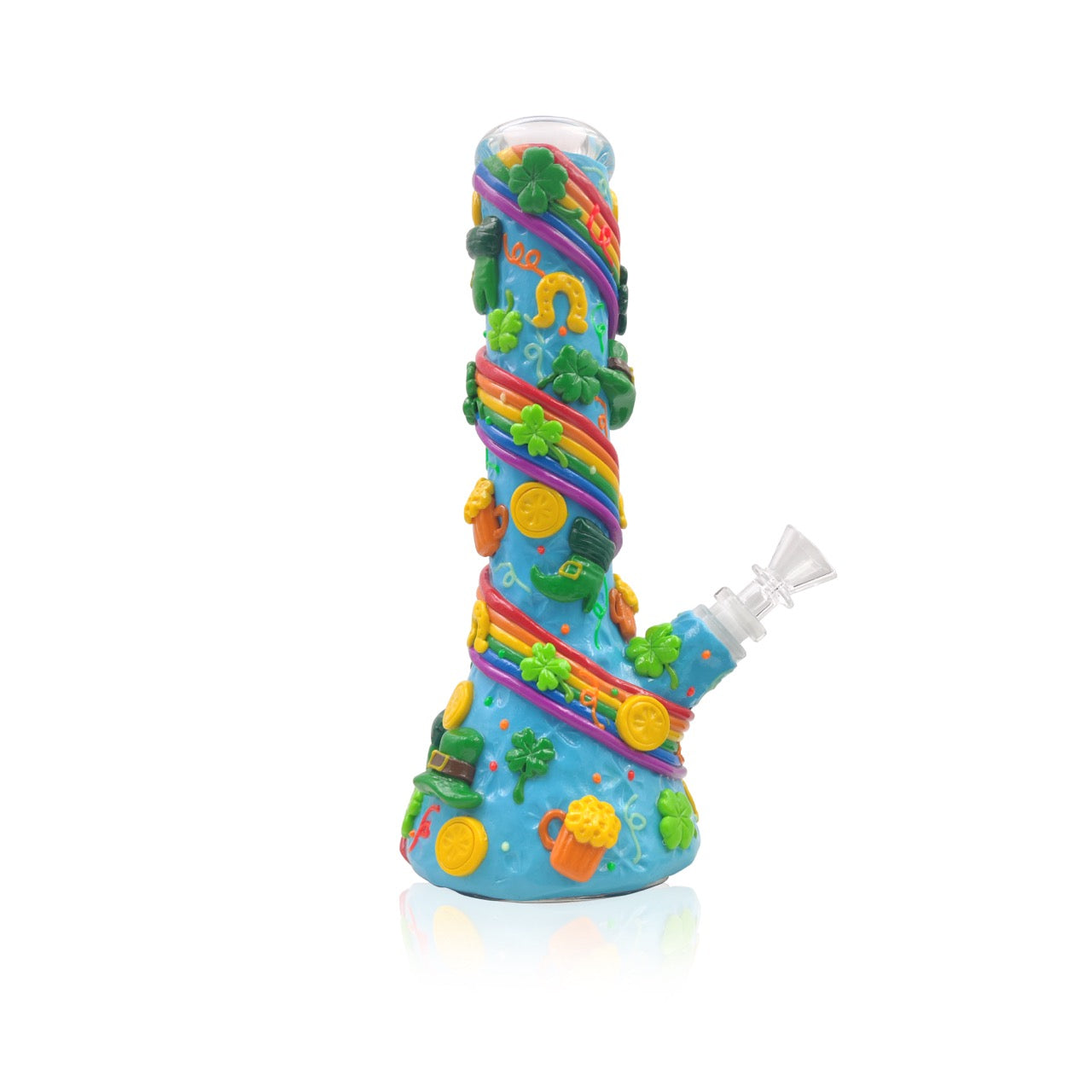 Beaker with 3D Crafted Lucky Charm and the Rainbow | With Downstream & Bowl piece | 10"
