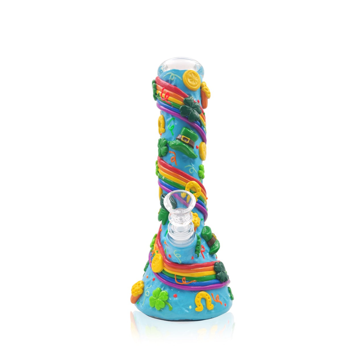 Beaker with 3D Crafted Lucky Charm and the Rainbow | With Downstream & Bowl piece | 10" Main image