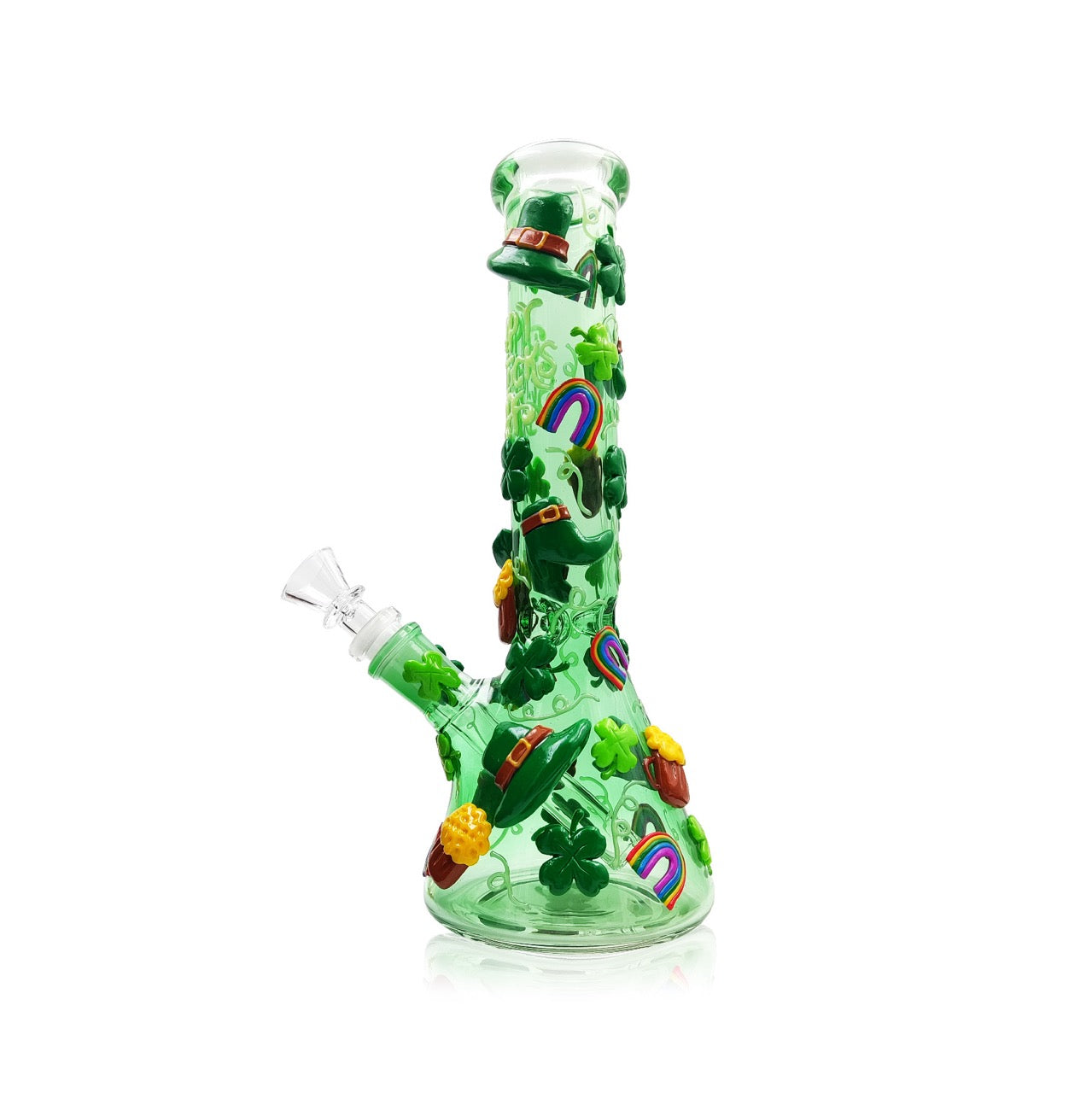 Beaker with 3D Crafted Happy St. Patricks Day | With Downstream & Bowl piece | 10" Main image