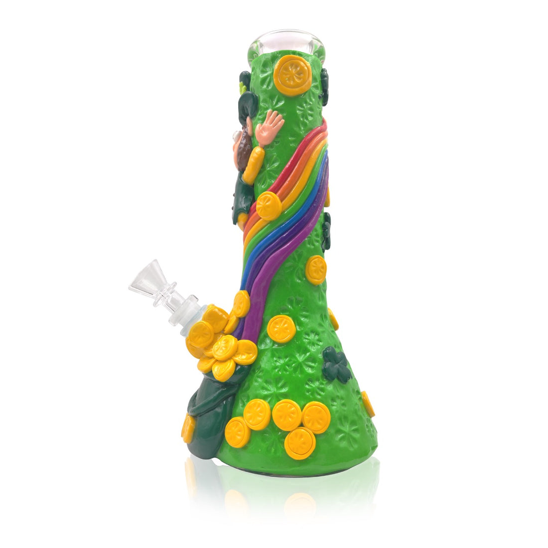 Beaker with 3D Crafted St. Patricks and the Rainbow | With Downstream & Bowl piece | 10"